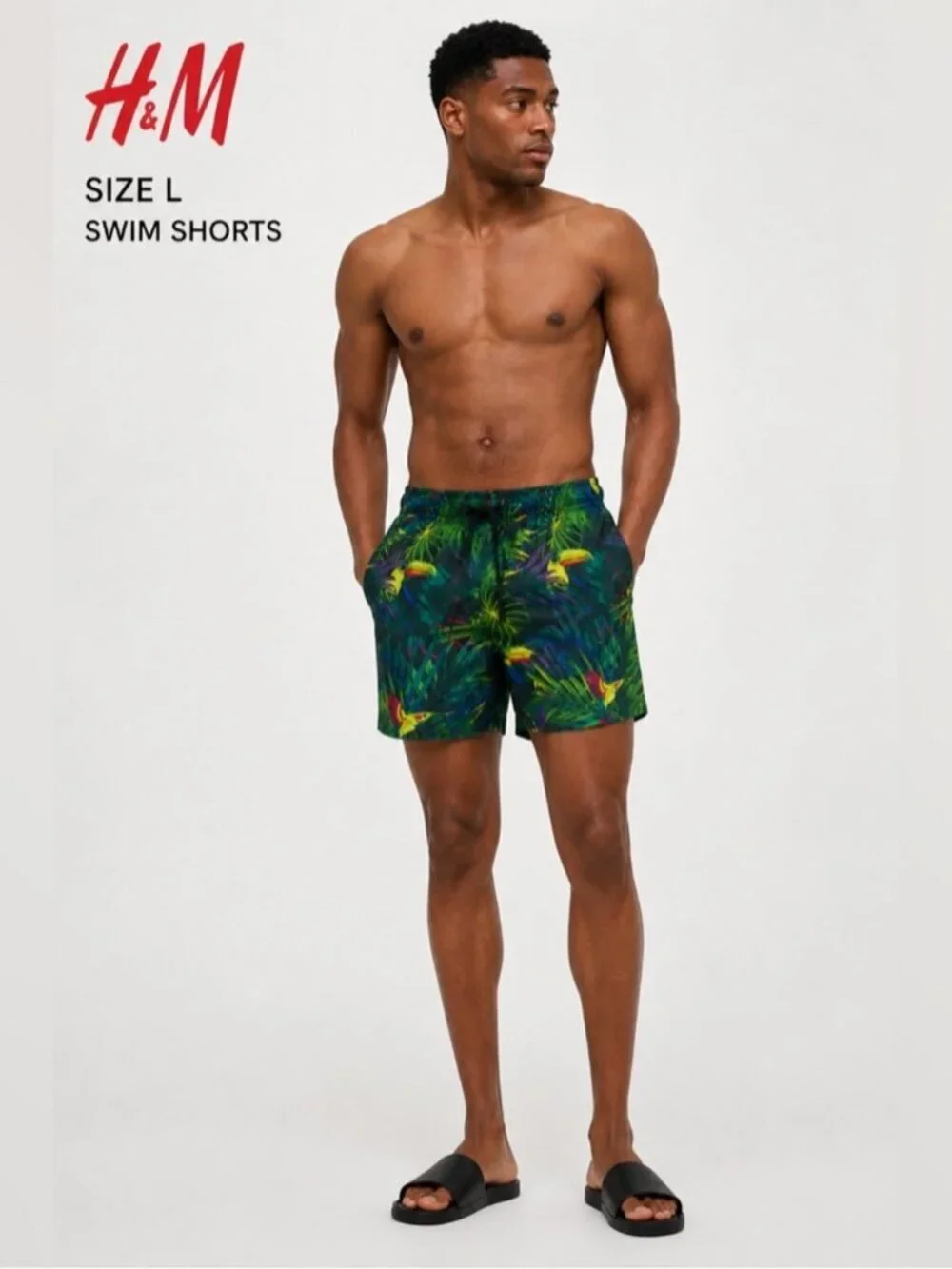 H&M Tropical Print Swim Shorts Size L